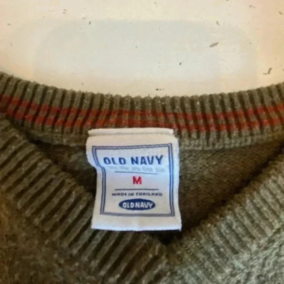 Old Navy Forest Green Sweater Womens M Lamb’s Wool Blend V-Neck Dark Collegiate - Picture 3 of 7